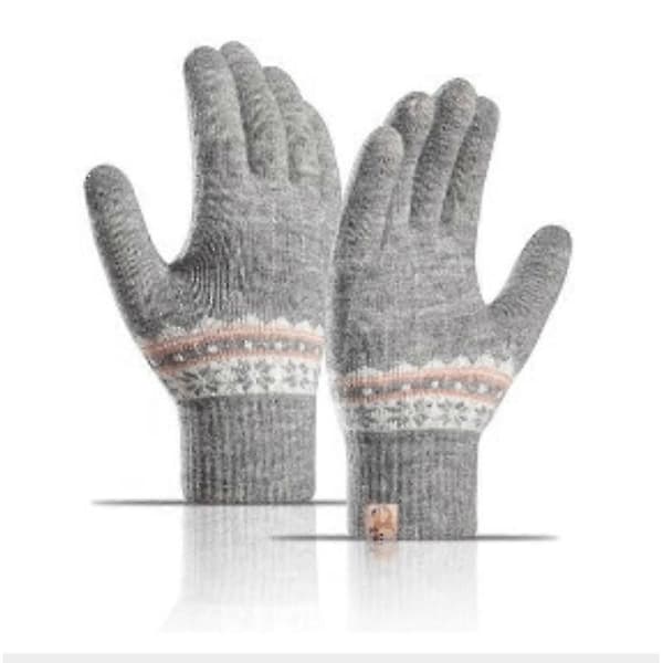Vintervarme berøringsskjermhansker for kvinner - Elastiske votter med full fingerdekning, termiske akrylhansker egnet for [MI] A-Grey One Size