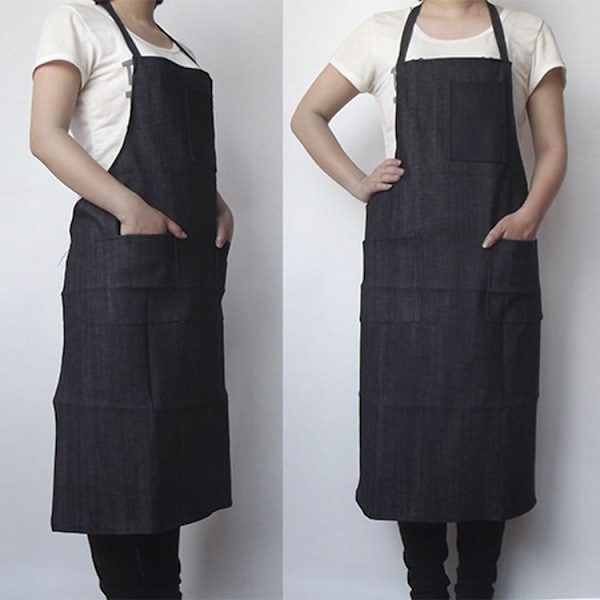 Arbetsförkläde i denim för vuxna, fabrik, industri, tjockt, slitstarkt, förkläde, arbetsskydd, svetsning, antifoulingförkläde.