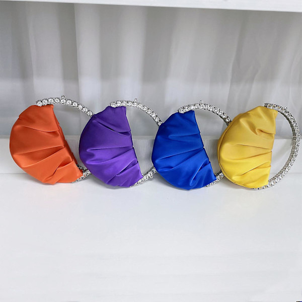 Aften Taske til Kvinder med Rhinestone Rundt Håndtag Elegant Clutch Pung Dame Han Yellow