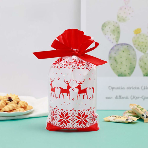 Julklappspåsar i spets, 50 st Julklappspåse Godispåse Julklappspåsar för barn Födelsedag Julfest Röd+Vit