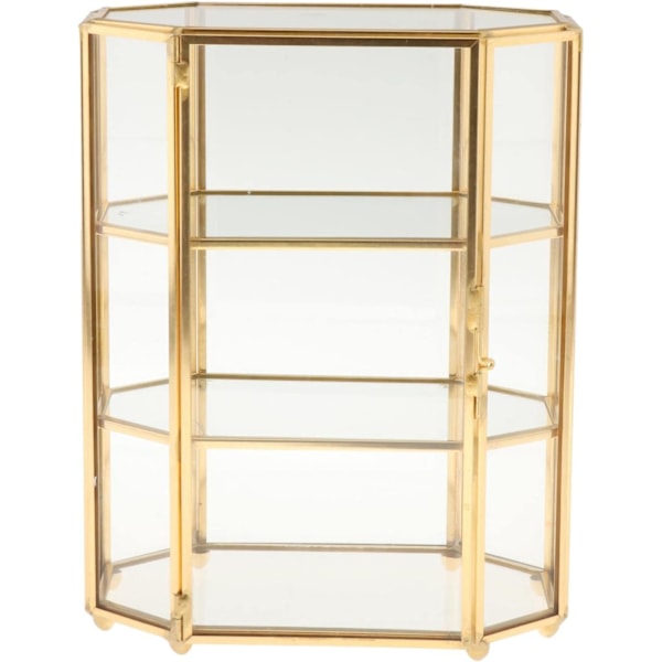 Guld Vintage Glas Smykkeskrin Displayboks Opbevaringsboks