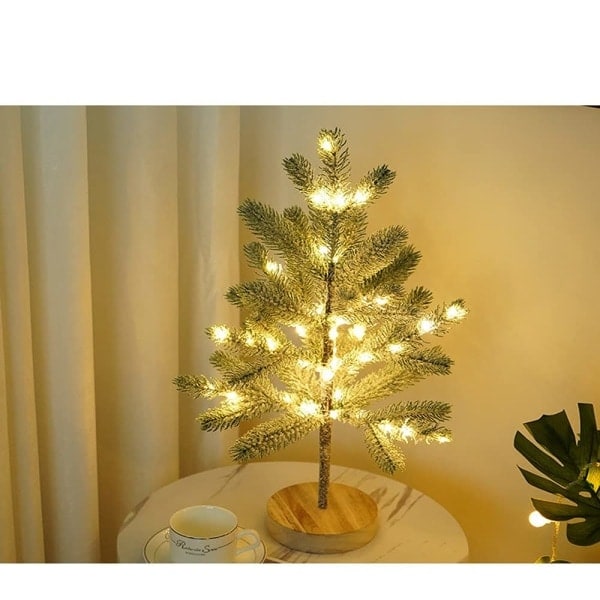 Juletræ med 50 LED-lys, 55 cm høj varm hvid julebordlampe, AA-batterier ikke inkluderet, Lys op træet til julefesten derhjemme