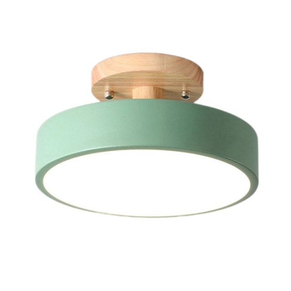 Taklampa med träimitation, modern, superljus, för vardagsrum, sovrum, kök, balkong, hall, rund taklampa, dekorativ Green