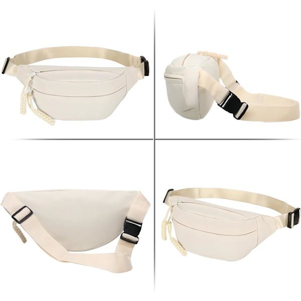 Lång Hållare Midjeväska Fanny Pack för Kvinnor Män Mode Midjeväska Bumbag Cross Body Justerbar Reseväska Stora Fickor för Löpning Beige