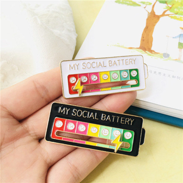 Min Sociale Batteri Emalje Broche Sjovt Nyt Følelsesmæssigt Udtryk