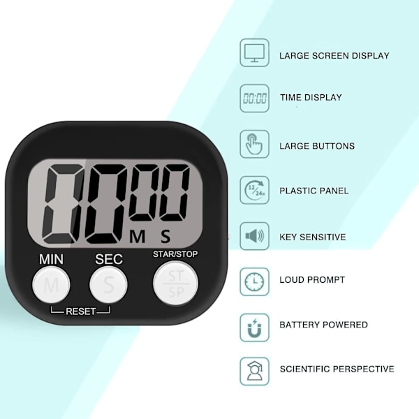 Keittiöaika-ajastin Magneetti, Digitaalinen Aika-ajastin Kovaäänisen Hälytyksen Kanssa Lapsille, Aika-ajastin Jalustalla Opintoihin, Työhön, Ruuanlaittoon, Liikuntaan 2 Pcs