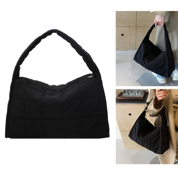 Pålitelig Vattert Puffer Bag Dame Håndveske skulderveske for forskjellige behov Beige