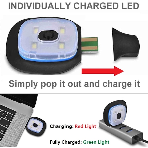 LED-valaistu pipo lapsille, Ladattava 4LED-otsalampun pipo, Neulotu pipo taskulampulla pyöräilyyn, juoksuun, leirintään, yöaikaan, joululahja Blue
