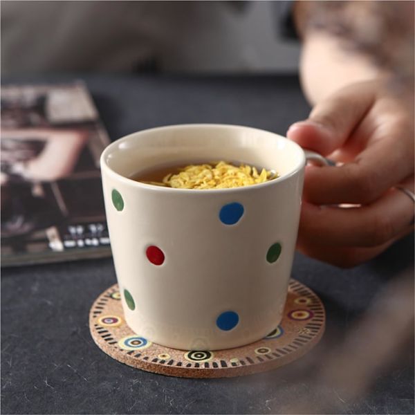 Kaffekop, Sød Keramik Polka Dot Mark Kop 200ml Kreativ Personlighed Trend Vandkop Hjem Mælk Morgenmad Kaffe Kop