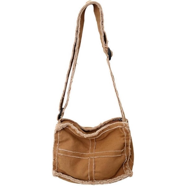 Canvas Axelväska Dam Liten Canvas Axelväska Dam Tjockt Tyg Liten Messenger Väska Retro Vintage Crossbody Väskor Söt Dragkedja för Flickor
