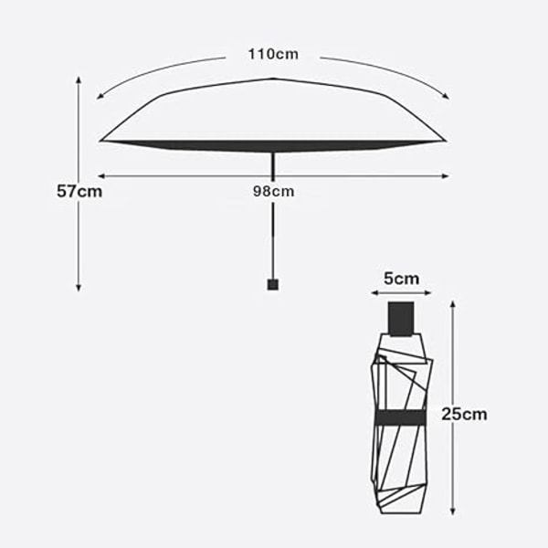 Blomstertrykt paraply sammenleggbar reiseparaply 8 ribber miniparaply liten anti-uv kompakt paraply for menn kvinner