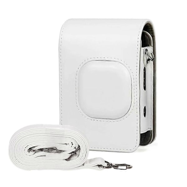 Kameraväska för Mini LiPlay PU-läder Skydd med axelrem Pearl white