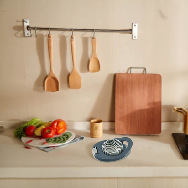 Eggedeler med rustfritt ståltråd, multifunksjonell eggekutter for jevn kutting av kokte egg, skinke, banan og jordbær Blue