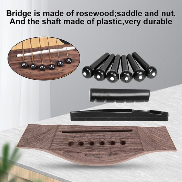 1 Set Gitarrstallset Mångsidigt Hög Stabilitet Justerbart Akustisk Gitarr Rosenträ Stall Sadel Kit för Instrument A