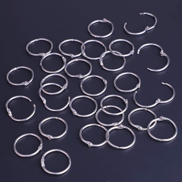 100 st Bindemedel Ringar, Lösblad Bindemedel Ringar, Bok Ringar, Metall Bindemedel Ringar för Papper, Flash-kort, Index-kort, Ring Bindemedel, Kontor, Skola, Hem 1.2 Inch/30mm