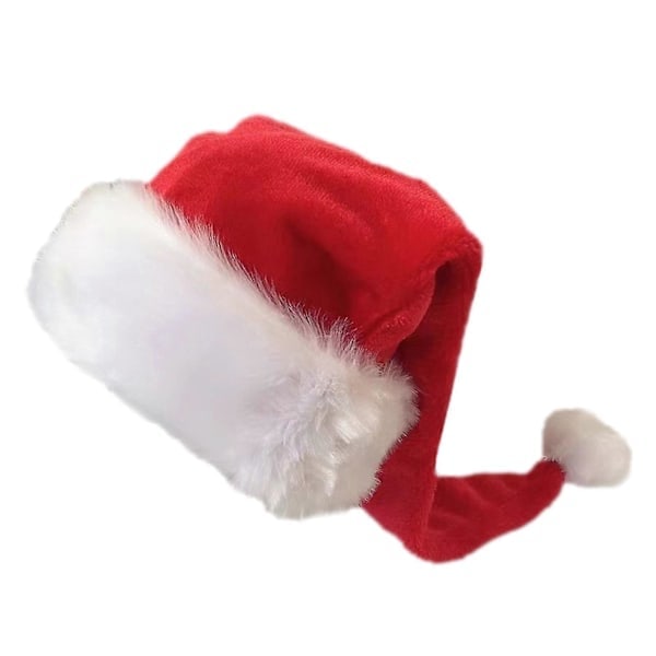 Tomteluva för vuxna Unisex Sammet Bekväm Extra Tjock Julhatt Jul Nyår Party Dekorativ Julhatt Red