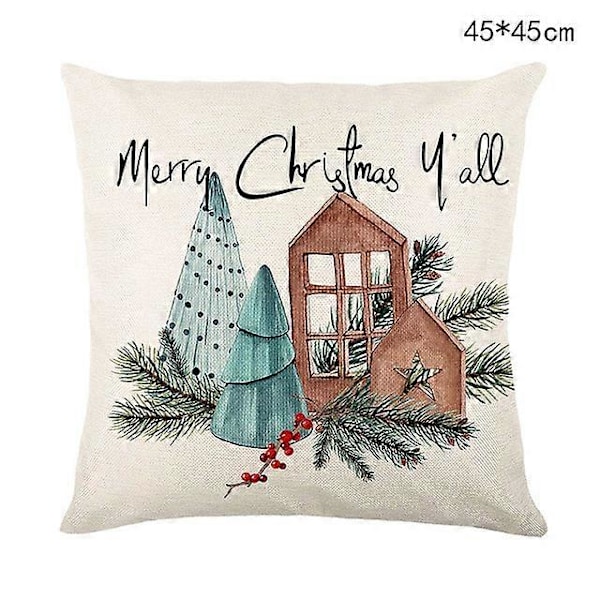 45 cm Jul Kuddfodral Jultomte Snögubbe Julgran Kuddfodral God Jul Dekor För Hemmet 2024 Noel Dekor P