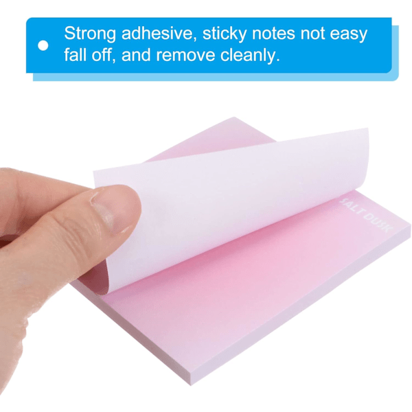 3 x 3 tommer Gradient Fargede Sticky Notes, 12 Pakk Adhesive Memo Pads 50 Ark/Pad Sterk, Rosa