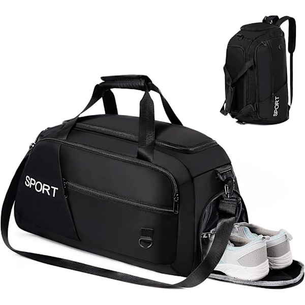 Sports Gym Bag for Men and Women, Yoga Gym Bag, Travel Duffle Bag with Shoes Compartment and Wet Pocket