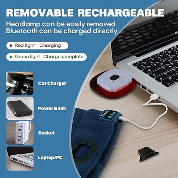 LED-ljus Bluetooth-mössa, för camping och löpning