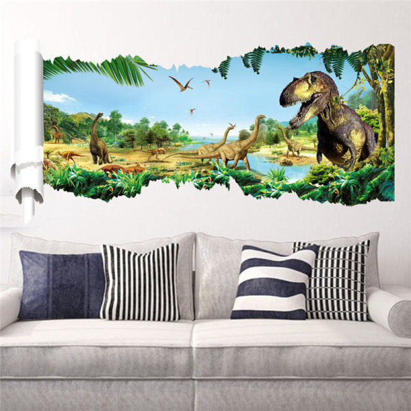 3D Vægsticker Jungle Dinosaur Vægsticker Stue Soveværelse Børneværelse Dekoration Selvklæbende 2