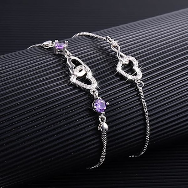 Armband för kvinnor, Sterling Silver Tennis Armband Kristall Rhinestone Diamant Zirkonia Glidande Justerbart Armband Bling Sparkle Armband för kvinnor