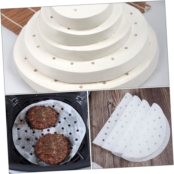 200 stk. Airfryer Papir Airfryer Bagepapir Airfryer Tilbehør Runde Dim Sum Damperpapir Bagepapir 20x20cm