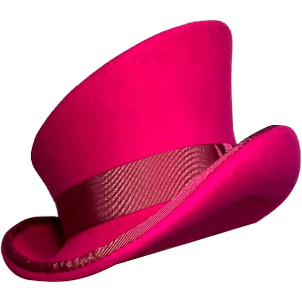 Asymmetrisk Topphatt Ullhatt Dame Herre Unisex Hatt Steam Punk Hatt Topphatt Mote Bånd Dekorativ Hatt Dekk Hode For Menn-yu Hot Pink One Size