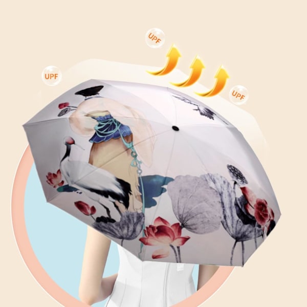 Solparaply til Kvinder UV Beskyttelse Paraply Dame Foldbar Paraplyer Lille Letvægts 210T 8 Ribber Parasol