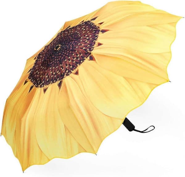 1 st. Vindtät Resevän - Lätt Automatisk Kompakt Vikbar Paraply Blå Himmel Design Yellow
