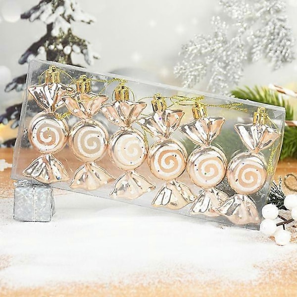 6 st Julgransdekorationer Godis Käppar Röda Godiskäppar Julgran Hängande Dekoration För Hemmet Nyårsgåvor Navidad Noel Ornament B03