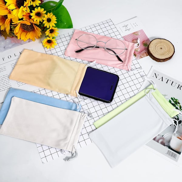 Mikrofiber Mjuk Solglasögonfodral Väska 6-Pack, Gadget Rengöring och Förvaringsväska i Glasögonfodral Väska Multicolour-a