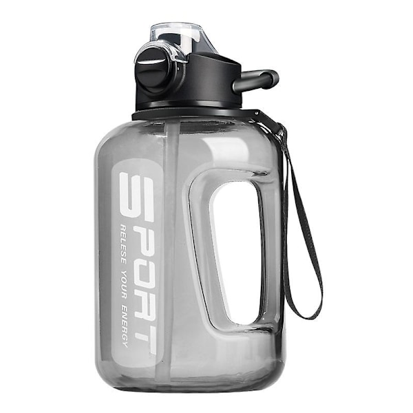 1700ml/2500ml Vannflaske med sugerør og skala, stor moteriktig sportsflaske for trening White 2500ML
