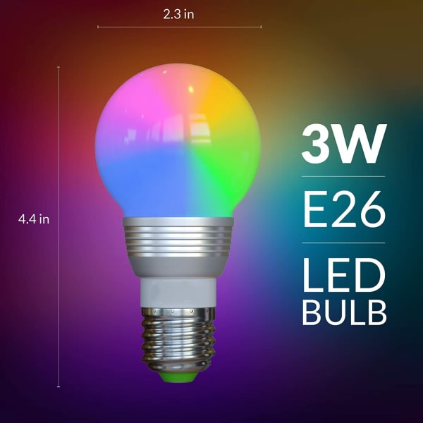 Farveskiftende LED-pære med fjernbetjening (4-pak) 16 forskellige farvevalg Glat, blink eller flash-tilstand - Premium kvalitet og energi