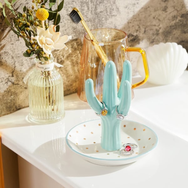 Aloe Ringholder, Kaktus Ringskål, Smykkeholder Pynteskål for Ringer Øredobber Halskjede Organizer B