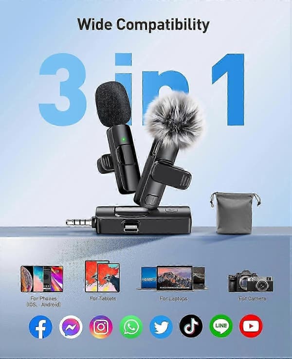 3-in-1 minipuhelin iPhonelle: Langattomat rintamikrofonit