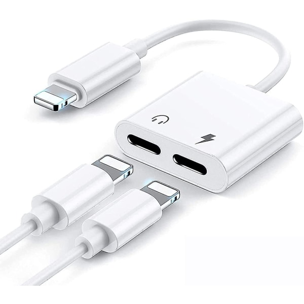 Gäller Apple 8 Adapter Dual Lightning Adapter Kabel Laddar och lyssnar på sånger 2-i-1 Adapter Vit (1 st)