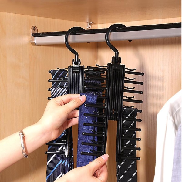 20 rader Tie Rack Bälte Scarf Hanger 360rotating Closet Organizer