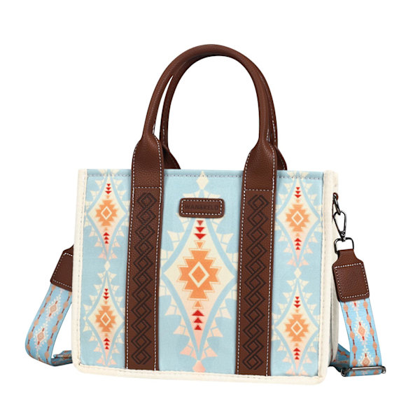 Wrangler Tote Bag Western Väskor för Kvinnor Axelremsväska Boho Aztec Handväskor NY Blue S