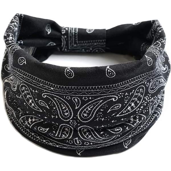 Hodebånd for voksne kvinner Boho bredt pannebånd trykte hårbånd elastisk sportshodeplagg yoga treningshode skjerf #4