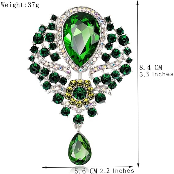 Broscher Emalj Brosch för Män Kvinnor Retro Strass Slipstift Kläder Hatt Dekoration Green