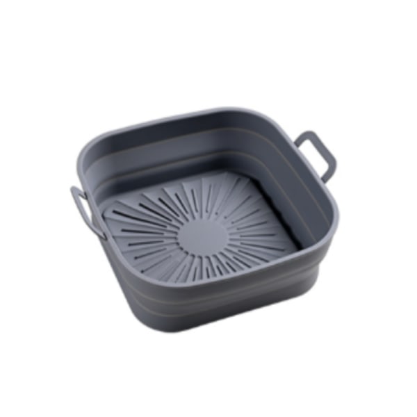 Foldable square air fryer silicone mold 17.5 cm gray gray