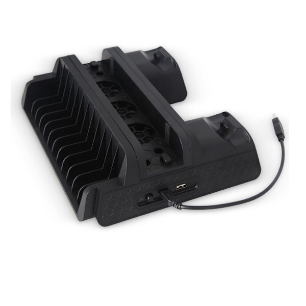 PS4/PS4 Pro/PS4 Slim Konsol Stand med 2 Controllere, Opladningsstation og 2 Køleblæsere
