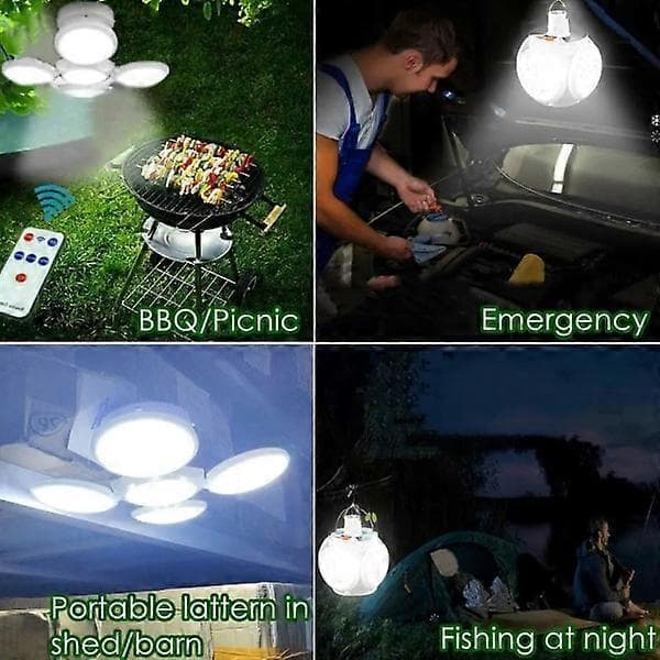 Campinglampe Deluxe - Solcelle + USB - Sammenfoldelig