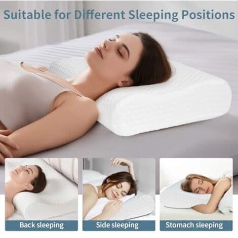 Ergonomisk Cervikalpude, 2-i-1 Memory Foam Pude, Effektiv Smertelindring, Ortopædisk Memory Foam Pude til Side- og Rygsøvn - 55 x