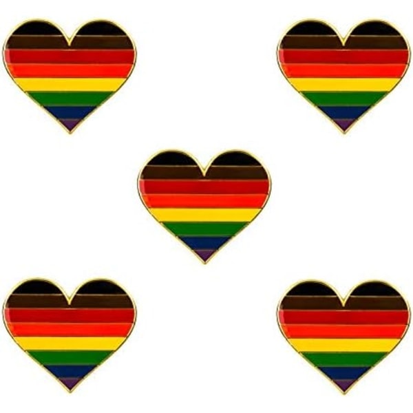 5-pack Bisexuell pride hjärtformade pins broscher flagga badge brosch Pack 5 Rainbow
