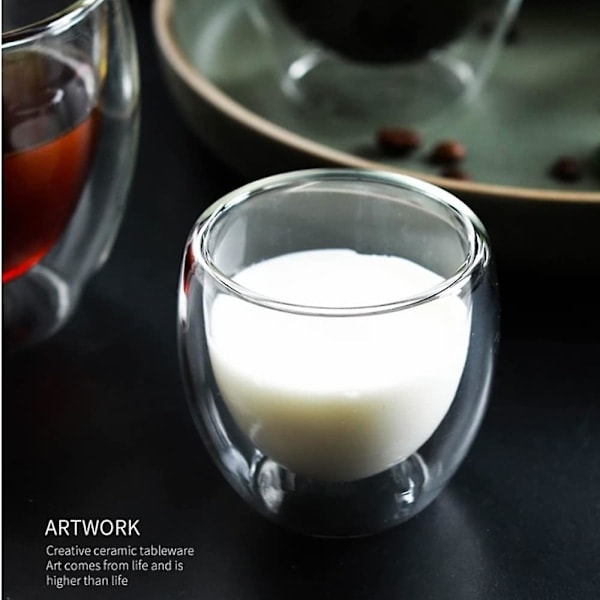 Glas Kaffekopper, Dobbeltvæggede Isolerende Termokrus Drikkeglas Til Te/kaffe/latte/cappuccino/cafe/mælk (250ml/8.5oz)