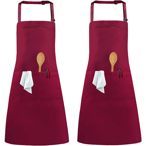 2 Pack Aprons, Adjustable Neck Chef Apron with 2 Pockets Kitchen Cooking Apron for Women Men Home Baking Gardening BBQ Craft Restaurant