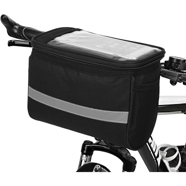 Vandtæt cykelstyr taske MTB cykel fronttaske Multifunktionel cykel front top tube opbevaringstaske BIack