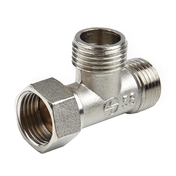 G1/2 3-vejs T-adapter Kobber Badeværelse Brusearmatur Vanddeler Toilet Bruseventil Spraydyse Konverter